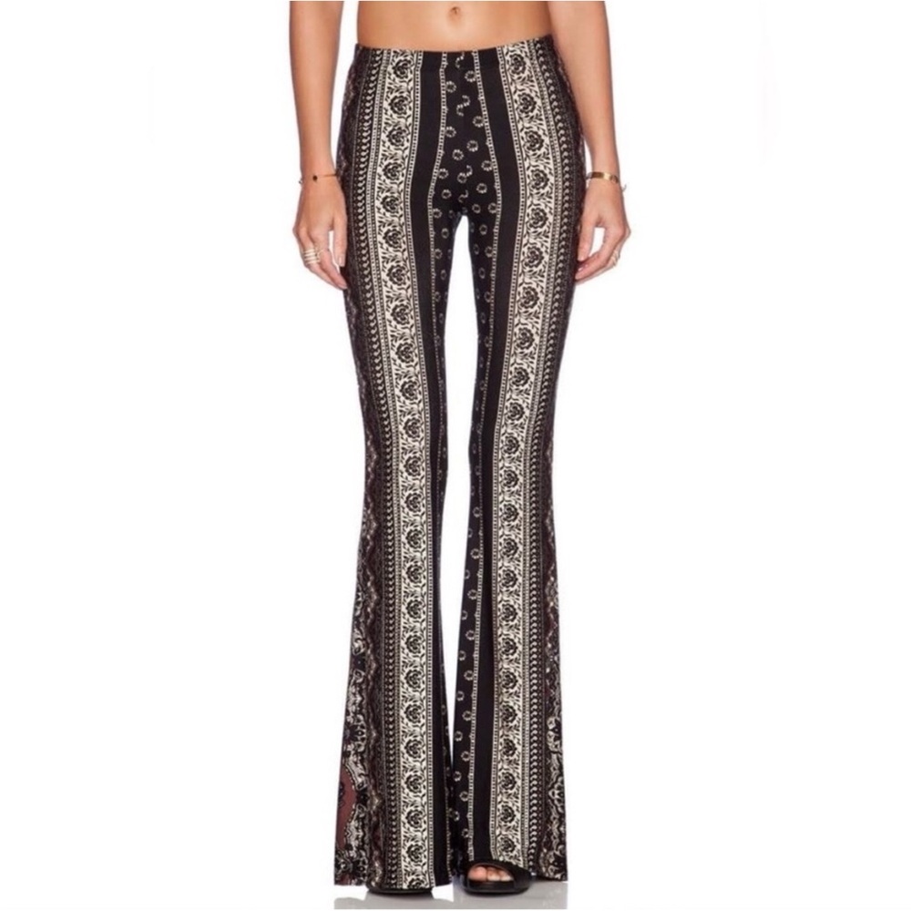 Novella Royale Janis Bell Bottom Soft Cotton Pants Paisley Daisies, Size Medium